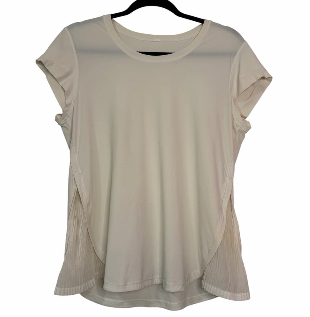Lululemon Women's Just Pleat It Crew Neck Short Sleeve Tee Shirt Solid White 4